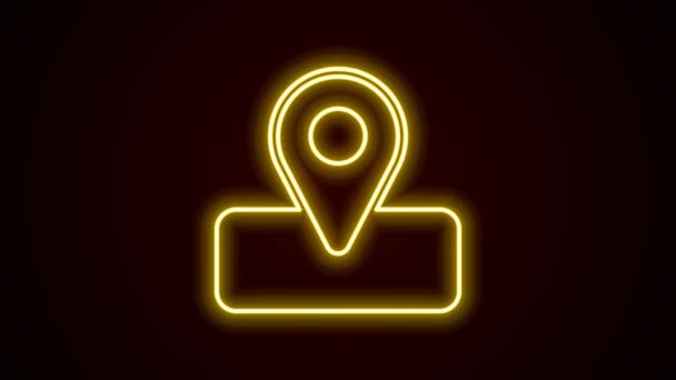 Glowing neon line Location for camping or tours and travels icon isolated on black background. 4K Video motion graphic animation — Wideo stockowe