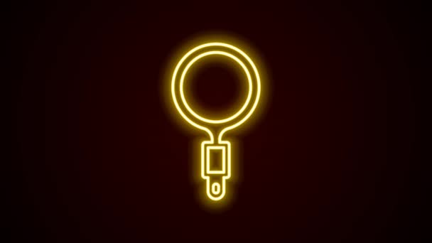 Świecąca neonowa linia Powiększenie szklanej ikony wyizolowanej na czarnym tle. Wyszukiwanie, skupienie, zoom, symbol biznesu. 4K Animacja graficzna ruchu wideo — Wideo stockowe