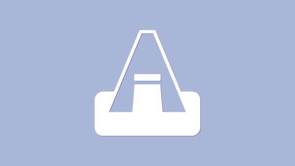 Biała ikona namiotu turystycznego odizolowana na fioletowym tle. Symbol kempingu. 4K Animacja graficzna ruchu wideo — Wideo stockowe