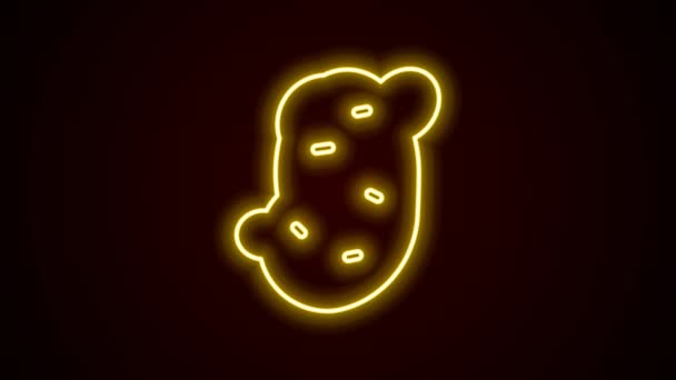 Glowing neon line Potato icon isolated on black background. Animasi grafis gerak Video 4K — Stok Video