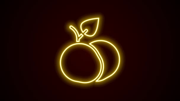 Glowing neon line Mango fruit icon isolated on black background. 4K Video motion graphic animation — Video
