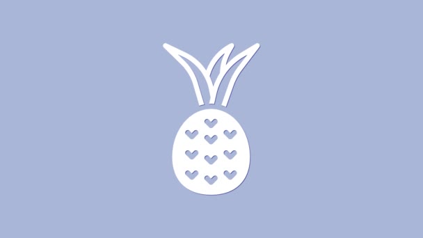 白色的菠萝热带水果图标孤立在紫色的背景.4K视频运动图形动画 — 图库视频影像