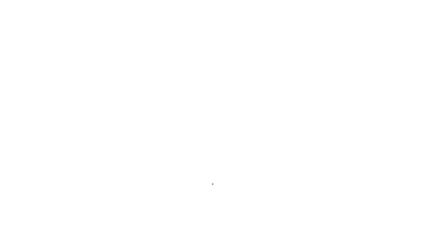 Черная линия Виноград фрукты иконка изолированы на белом фоне. Видеографическая анимация 4K — стоковое видео