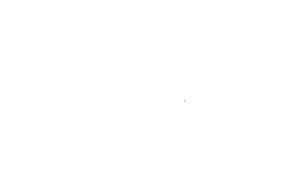 Black line Pomegranate icon isolated on white background. 가넷 열매. 4K 비디오 모션 그래픽 애니메이션 — 비디오