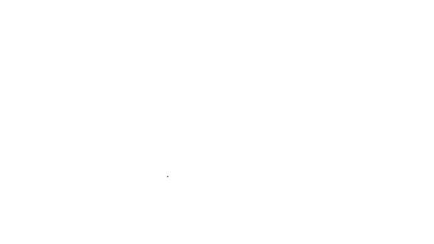 Černá čára Broskvové ovoce nebo nektarinka s ikonou listu izolované na bílém pozadí. Grafická animace pohybu videa 4K — Stock video