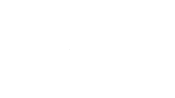 Línea negra Icono de fresa aislado sobre fondo blanco. Animación gráfica de vídeo 4K — Vídeo de stock
