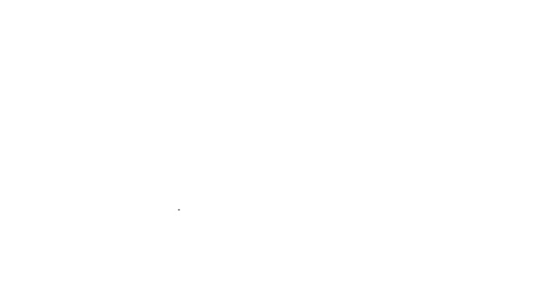 Чорна лінія Значок вишні ізольовано на білому тлі. Плоди з символом листя. 4K Відео рух графічна анімація — стокове відео