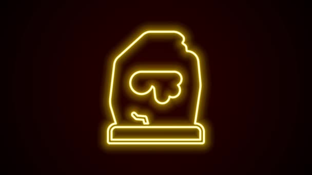 Glowing neon line Magic rune icon isolated on black background. Rune stone. 4K Video motion graphic animation — стоковое видео