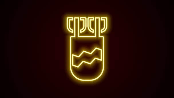 Glowing neon line Quiver with arrows icon isolated on black background. 4K Video motion graphic animation — Stock Video