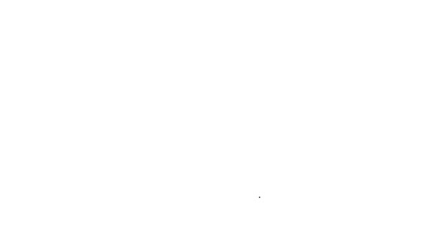 Linha preta Ícone antigo das botas viking isolado no fundo branco. Roupas e acessórios tradicionais de tempos passados. Animação gráfica em movimento de vídeo 4K — Vídeo de Stock