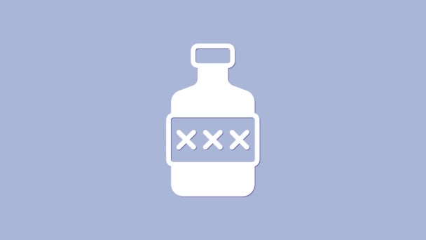 Biała ikona butelki whisky odizolowana na fioletowym tle. 4K Animacja graficzna ruchu wideo — Wideo stockowe