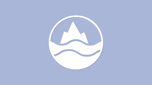 Witte Zee en golven pictogram geïsoleerd op paarse achtergrond. 4K Video motion grafische animatie — Stockvideo