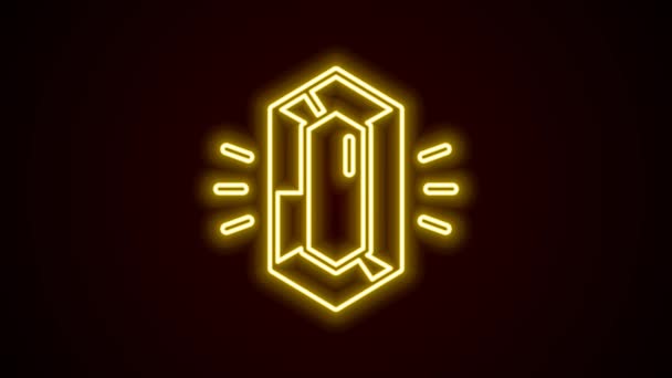 Zářící neonové linie Drahokam kámen ikona izolované na černém pozadí. Symbol šperků. Diamant. Grafická animace pohybu videa 4K — Stock video