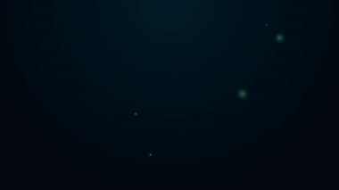 Parlayan neon hattı. Siyah zemin üzerinde balık simgesi izole edildi. 4K Video hareketli grafik canlandırması