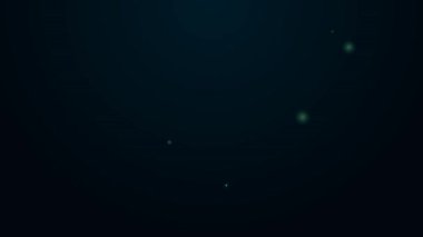 Parlayan neon hattı siyah arka planda izole edilmiş avcı boynuzu simgesi. 4K Video hareketli grafik canlandırması