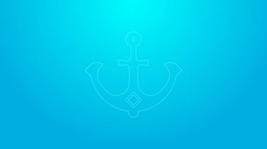 Pembe çizgi dayanak noktası simgesi mavi arkaplanda izole edildi. 4K Video hareketli grafik canlandırması