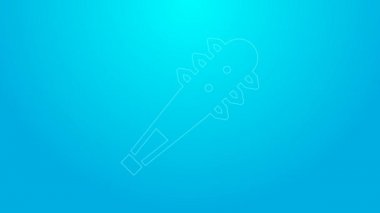 Pink line Medieval chained mace ball icon isolated on blue background. Morgenstern medieval weapon or mace with spikes. 4K Video motion graphic animation