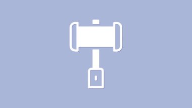 White Medieval battle hammer icon isolated on purple background. 4K Video motion graphic animation