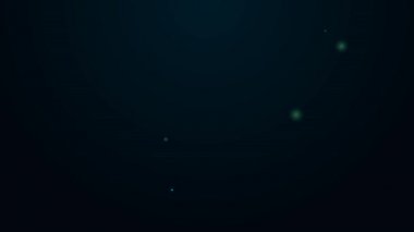 Glowing neon line Hand holding auction icon isolated on black background. Bidding concept. Auction competition. 4K Video motion graphic animation