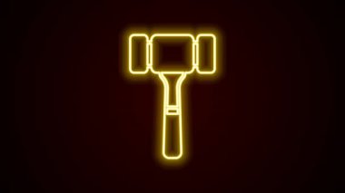 Parlayan neon hattı açık arttırma çekici simgesi siyah arkaplanda izole edildi. Gavel, yargıç ya da müzayedecinin çekici. Teklif süreci, anlaştık. Açık arttırma teklifi. 4K Video hareketli grafik canlandırması