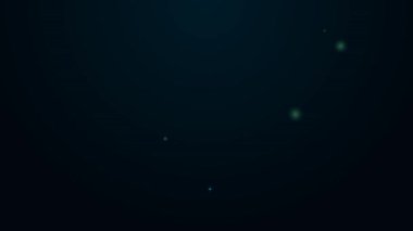 Glowing neon line Hand holding auction paddle icon isolated on black background. Bidding concept. Auction competition. Hands rising signs with BID inscriptions. 4K Video motion graphic animation