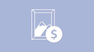 White Auction painting icon isolated on purple background. Auction bidding. Sale and buyers. 4K Video motion graphic animation