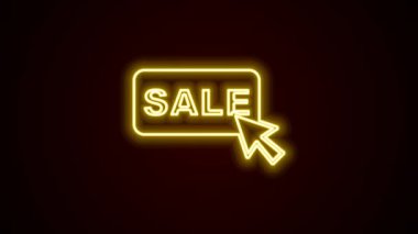 Siyah arkaplanda izole edilmiş satılık bir simgeyle parlayan neon çizgisi Price etiketi. Rozet fiyatına. Reklam etiketi indirimi. 4K Video hareketli grafik canlandırması