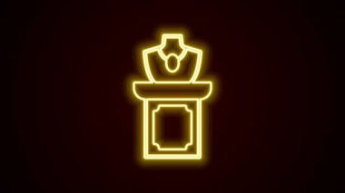 Glowing neon line Auction jewelry sale icon isolated on black background. Auction bidding. Sale and buyers. 4K Video motion graphic animation