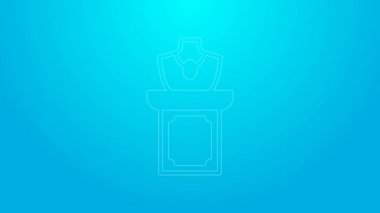 Pink line Auction jewelry sale icon isolated on blue background. Auction bidding. Sale and buyers. 4K Video motion graphic animation
