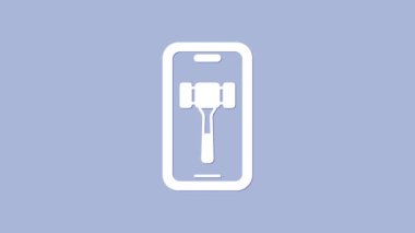 White Online auction icon isolated on purple background. Bid sign. Auction bidding. Sale and buyers. 4K Video motion graphic animation