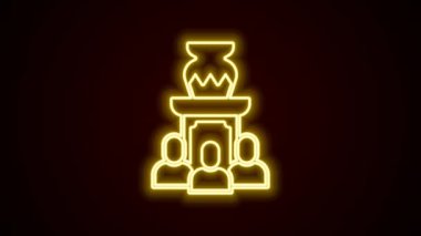 Glowing neon line Auction ancient vase icon isolated on black background. Auction bidding. Sale and buyers. 4K Video motion graphic animation