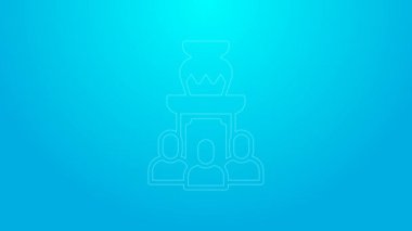 Pink line Auction ancient vase icon isolated on blue background. Auction bidding. Sale and buyers. 4K Video motion graphic animation