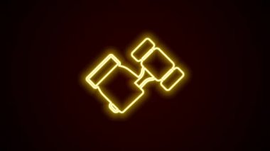 Glowing neon line Auction hammer icon isolated on black background. Gavel - hammer of judge or auctioneer. Bidding process, deal done. Auction bidding. 4K Video motion graphic animation