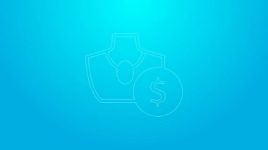 Pink line Auction jewelry sale icon isolated on blue background. Auction bidding. Sale and buyers. 4K Video motion graphic animation