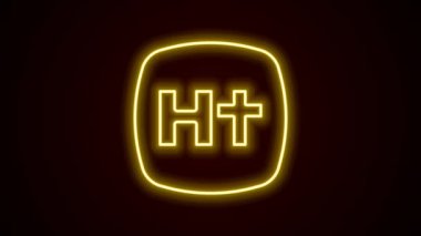 Parlayan neon hattı Hıristiyan çapraz simgesi siyah arka planda izole edildi. Kilise haçı. 4K Video hareketli grafik canlandırması