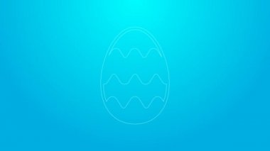 Pink line Easter egg icon isolated on blue background. Happy Easter. 4K Video motion graphic animation