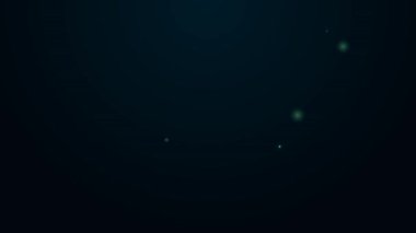 Glowing neon line Christian cross with globe Earth icon isolated on black background. World religion day. 4K Video motion graphic animation