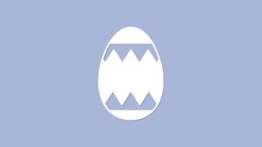 White Easter egg icon isolated on purple background. Happy Easter. 4K Video motion graphic animation