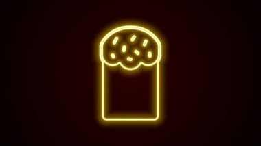 Parlayan neon hattı Paskalya pastası simgesi siyah arkaplanda izole edilmiş. Mutlu Paskalyalar. 4K Video hareketli grafik canlandırması