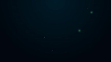 Parlayan neon çizgisi, siyah arkaplanda izole edilmiş şamdan ikonunda yanan mum. Silindirik mum çubuğu ve yanan ateş. 4K Video hareketli grafik canlandırması