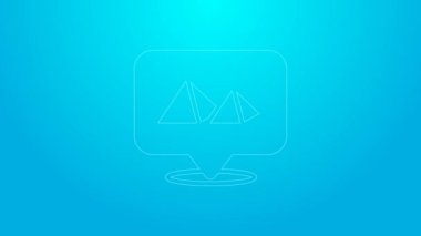 Pembe çizgi Mısır piramitleri ikonu mavi arkaplanda izole edilmiş. Antik Mısır 'ın sembolü. 4K Video hareketli grafik canlandırması