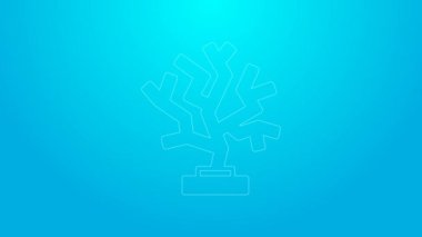 Pink line Coral icon isolated on blue background. 4K Video motion graphic animation