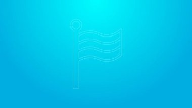 Pink line Flag Of Egypt icon isolated on blue background. 4K Video motion graphic animation