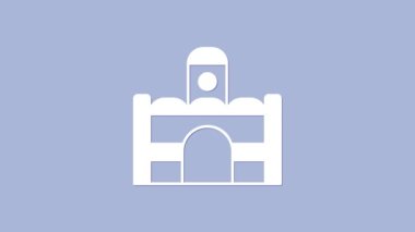 White Egyptian house icon isolated on purple background. 4K Video motion graphic animation