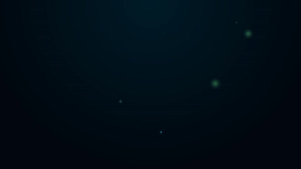 Linha de néon brilhante Ícone de chifre de caça isolado no fundo preto. Animação gráfica em movimento de vídeo 4K — Vídeo de Stock