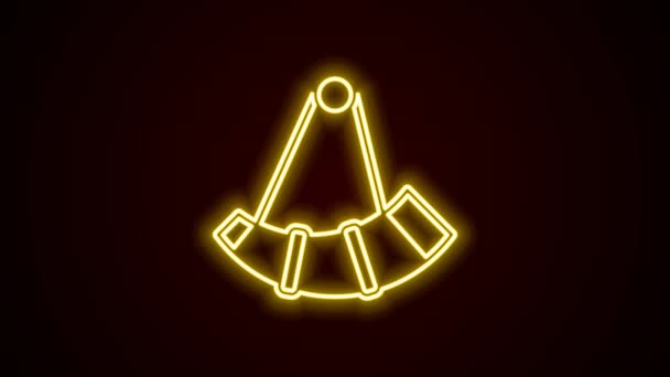 Glödande neon linje Jakt horn ikon isolerad på svart bakgrund. 4K Video motion grafisk animation — Stockvideo