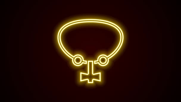 Glowing neon line Necklace with gem icon isolated on black background. 4K Video motion graphic animation — Wideo stockowe