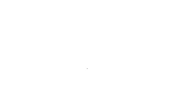Línea negra Icono medieval de martillo de batalla aislado sobre fondo blanco. Animación gráfica de vídeo 4K — Vídeo de stock