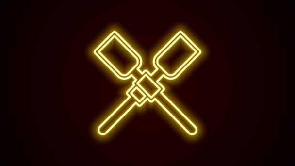 Glowing neon line Oars or paddles boat icon isolated on black background. 4K Video motion graphic animation — Stockvideo