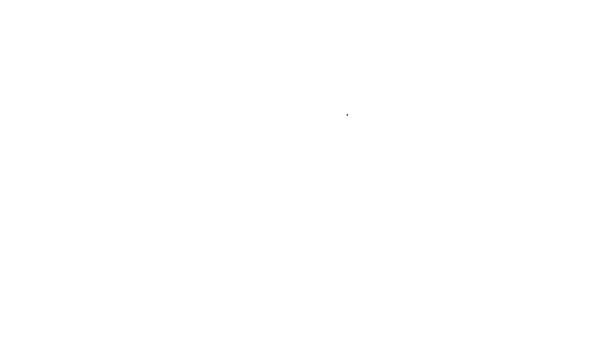 Черная линия иконка аукциона молотка изолированы на белом фоне. Молоток - молоток судьи или аукциониста. Процесс торгов, сделка заключена. Аукцион. Видеографическая анимация 4K — стоковое видео